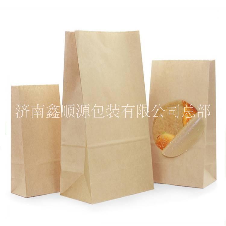 山东济南早餐面包牛皮纸袋定做方底烘焙食品