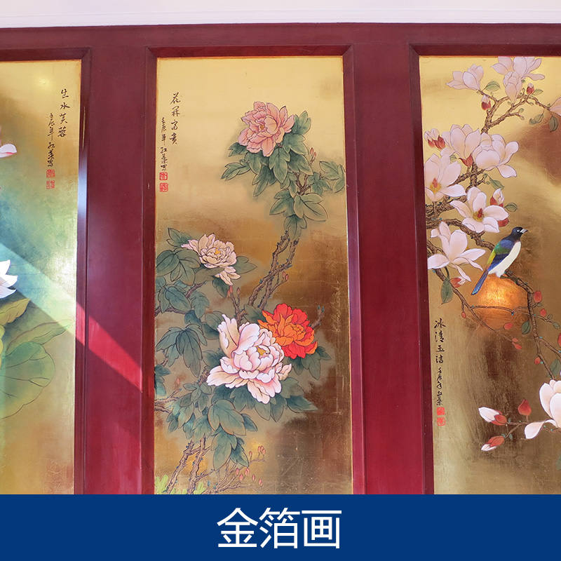 广东广东供应金箔画 手绘金箔油画酒店客房餐厅居家装饰金箔油画批发