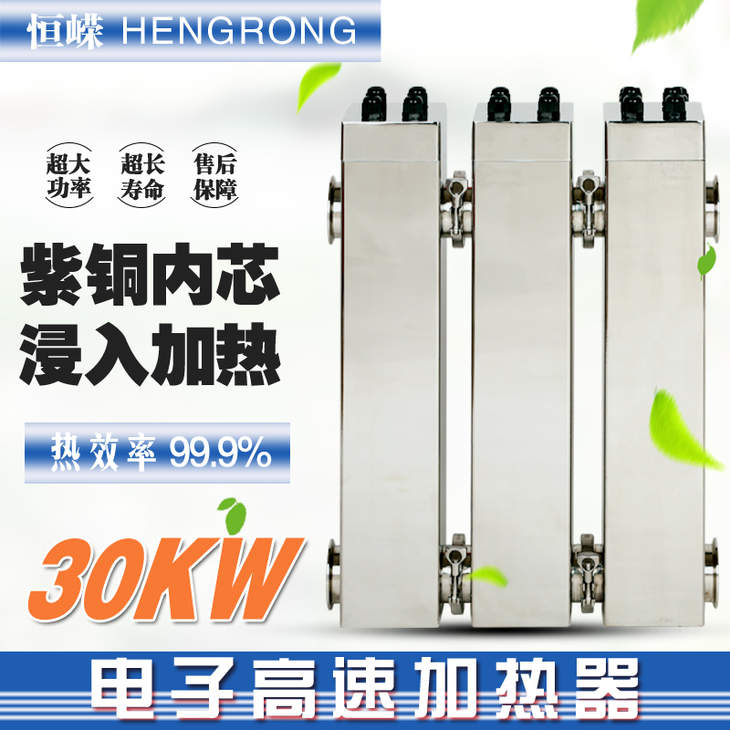 广东深圳高速半导体加热器 紫铜材质  浸入式加热 热效率99.9% 电锅炉加热器 恒嵘科技