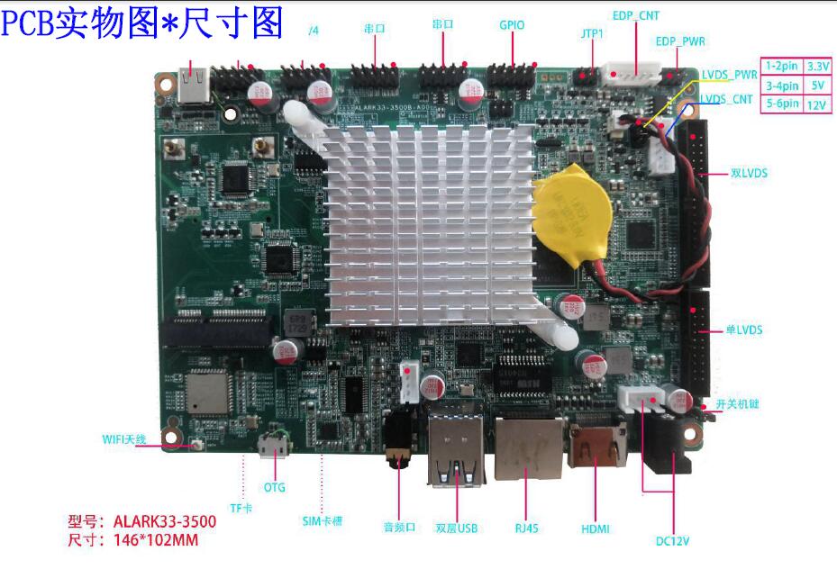 广东深圳GZRK33-3500B RK3399嵌入式安卓主板嵌入式安卓工控主板android开发板