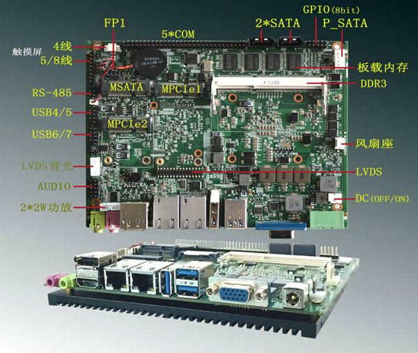 广东广东供应1037U工控主板I3I5I7可选CPU内置双mini PCIe扩展槽主板