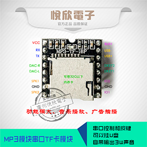 广东广东供应串口MP3语音U盘符模块串口MP3语音TF卡模块