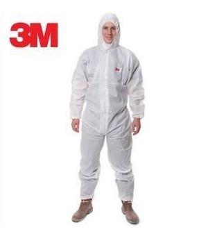 正品3M4515白色带帽连体防护服颗粒物防护液体有限喷溅防护