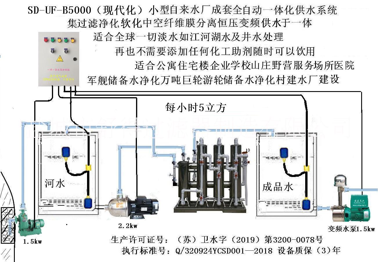 新型现代化农村水厂河水江水全自动处理设备生产线 SD-UF-B5000型净水机