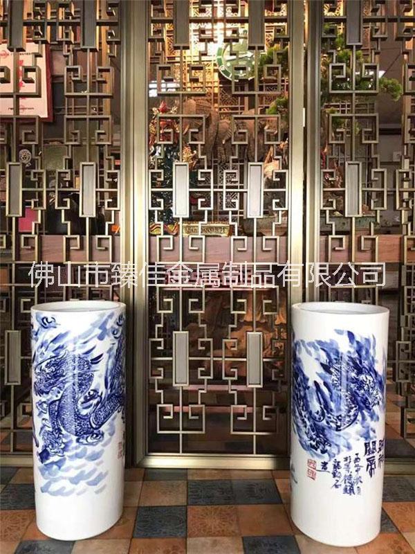 广东广东古典不锈钢屏风隔断 酒店不锈钢花格定制厂家臻佳金属