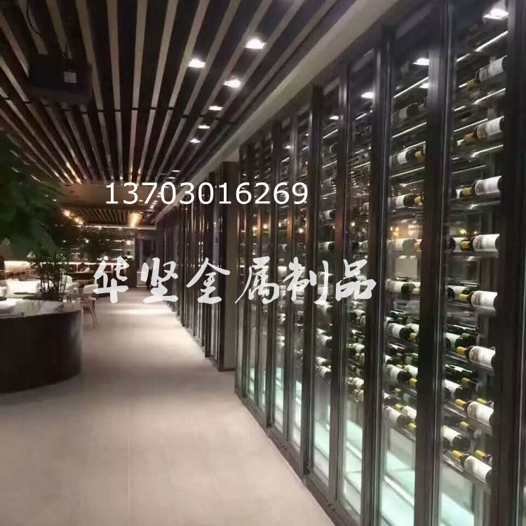 广东广东不锈钢酒柜酒店吧台不锈钢红酒柜订做 黑钛防指纹酒柜定制 不锈钢酒柜