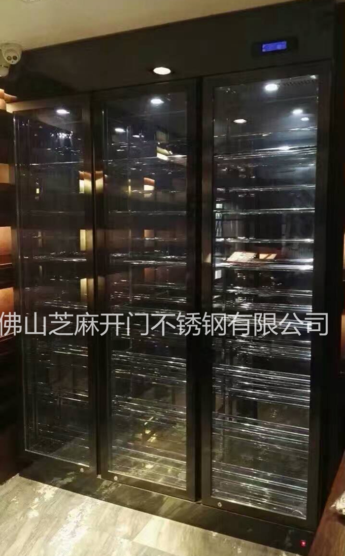 广东广东定制厂家客厅红酒柜不锈钢恒温洋酒柜酒窖陈列架恒温大堂酒柜批发