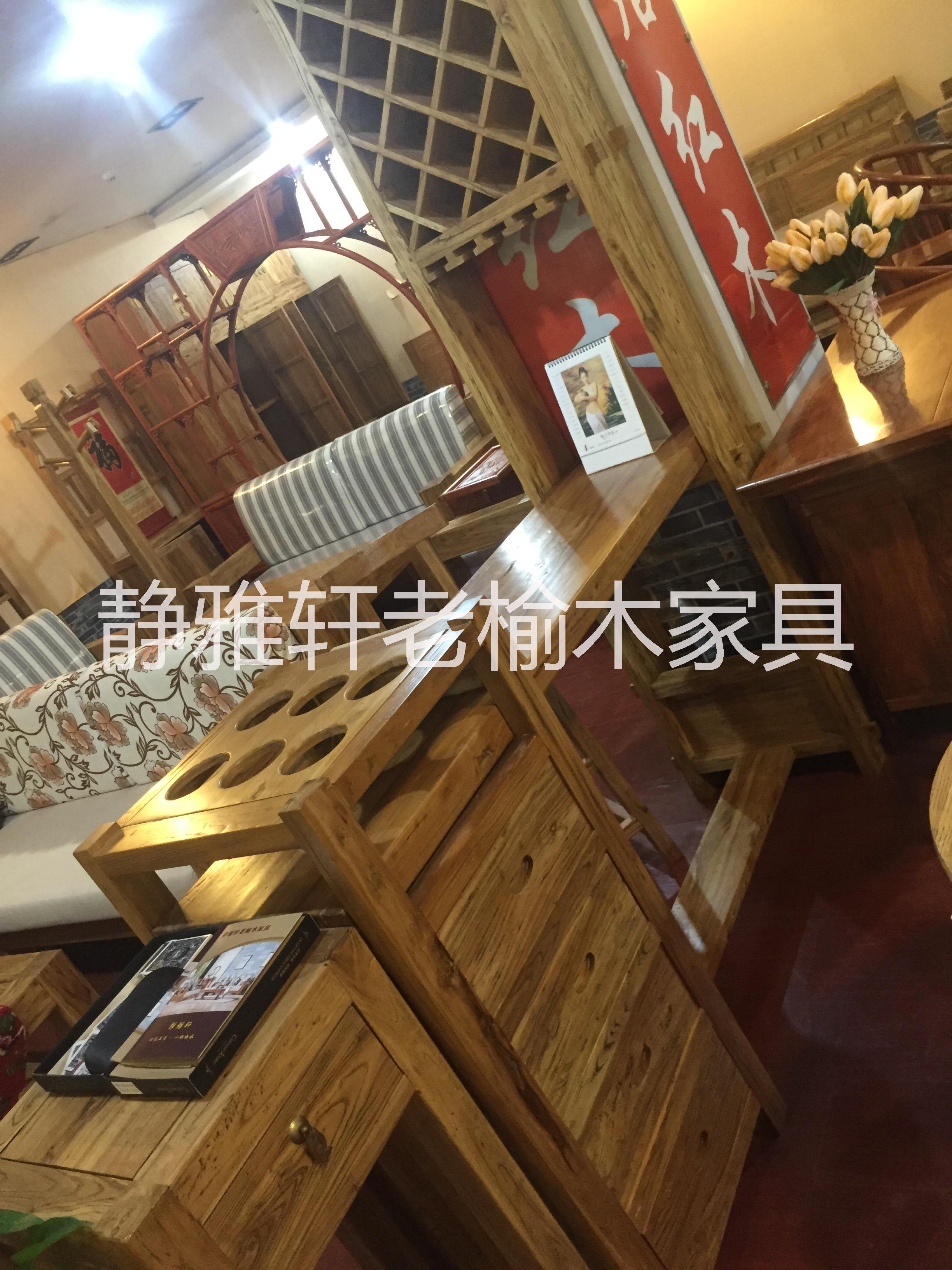 山东山东老榆木韩式高吧台榆木家具吧台简约实木酒吧吧台家用吧台巴凳老榆木韩式吧台