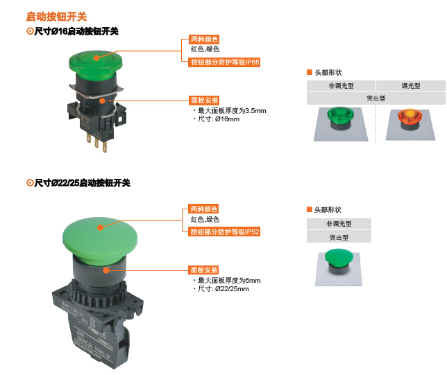 广东广东供应奥托尼克斯启动开关S2BR-P蘑菇头按钮UL认证CE认证齐全