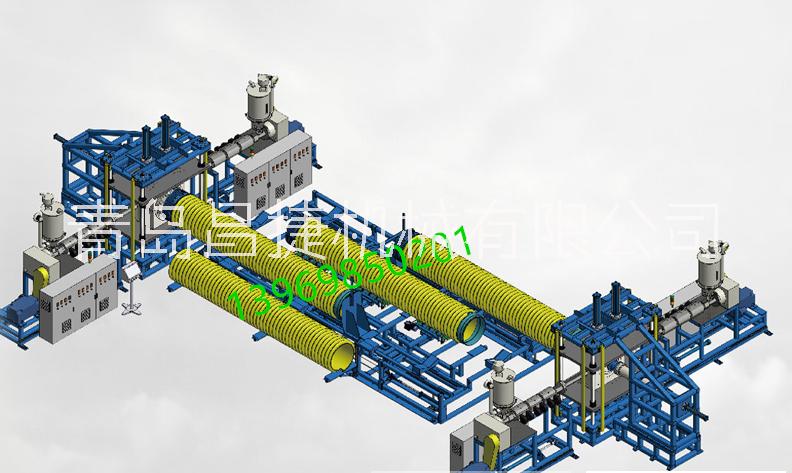 <-><->新型革命性大口径缠绕管材注塑式扩口机