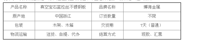 真空宝石蓝拉丝不锈钢板真空宝石蓝不锈钢板真空宝石蓝拉丝板宝石蓝拉丝不锈钢板