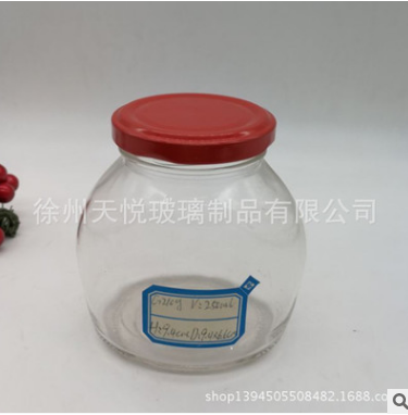 <-><->江苏玻璃瓶厂家供应河北厂家直销酱菜果酱玻璃密封瓶 新款铁盖酱菜透明玻璃瓶批发