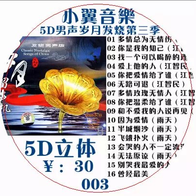 广东深圳供应车载发烧友歌曲汽车DVD批发 精美碟片音乐DVD光盘 车载