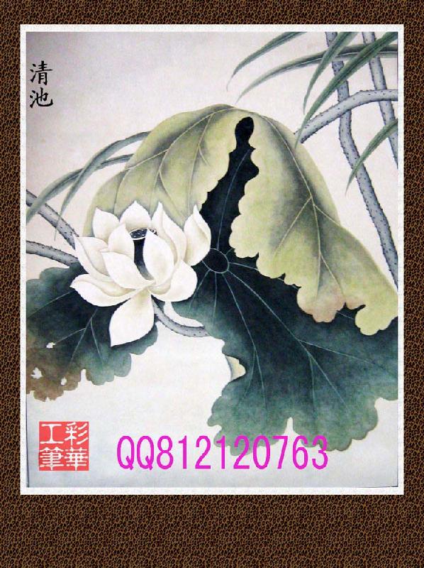 吉林吉林手工绘画国画荷花工笔画“清池”国画工笔画写意牡丹、画画水乡红梅报春图