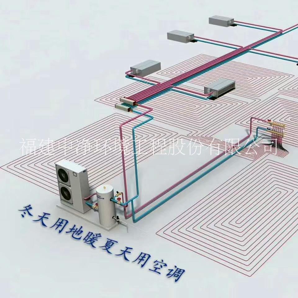 福建福州中央空调+地暖水机二联供、别墅制冷供热二合一系统