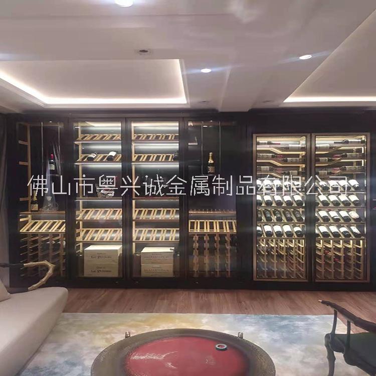 广东深圳不锈钢酒柜定制 恒温不锈钢酒柜厂家 餐厅红酒架展示柜装饰柜加工