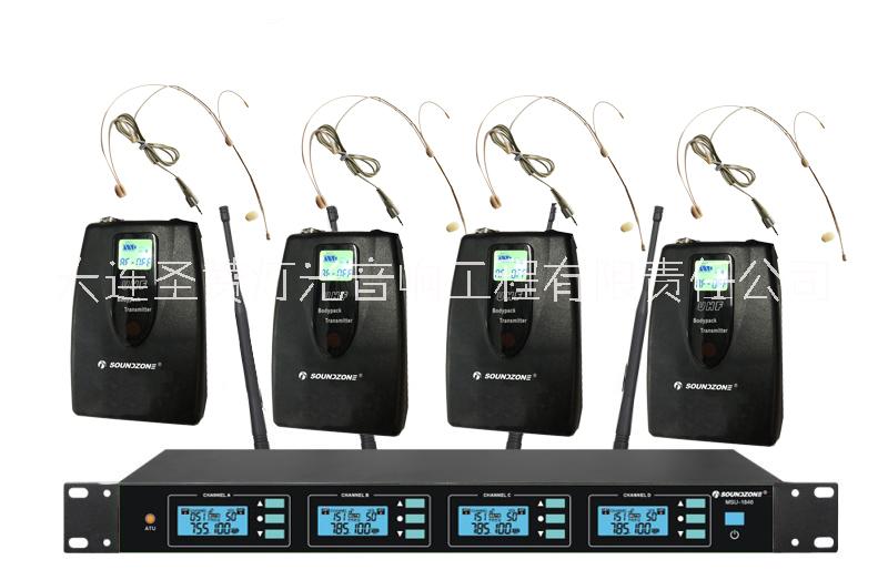 浙江金华无线话筒SOUNDZONE  MSU-1846一托四U段可调频点会议卡拉OK手持/会议/领夹/头戴/挂脖式软管电容咪可任