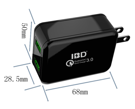 供应爱比电双口qc3.0旅行充电器，qc3.0手机充电器快充