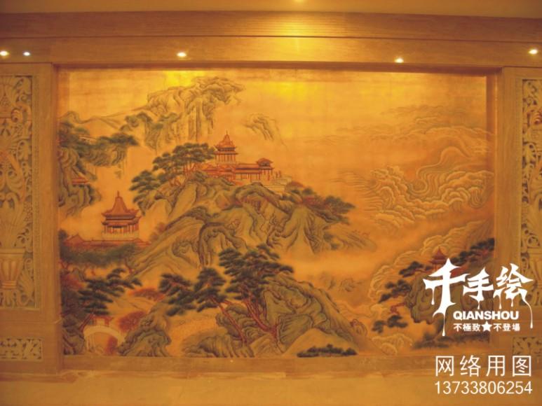 供应上海酒店金箔画银箔画装饰画酒店大堂彩绘客房彩绘