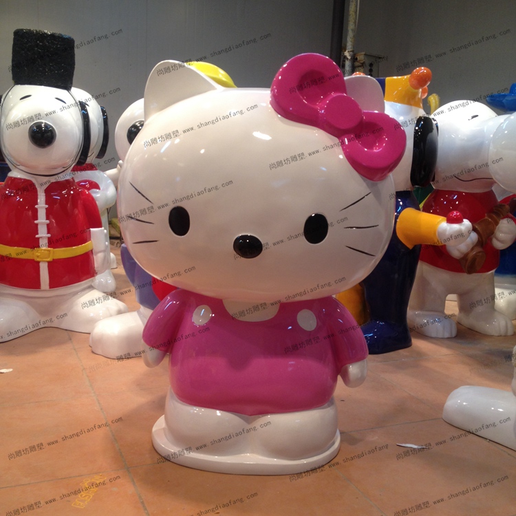 广东广州helloKitty猫玻璃钢卡通雕塑合成树脂工艺品商场乐园装饰摆件汽车漆喷绘