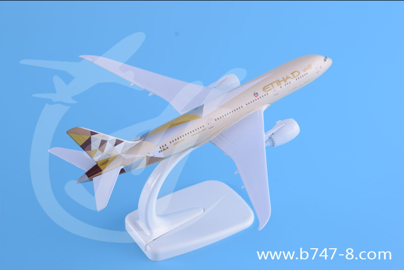 广东广东飞机模型B787-8阿提哈德航空波音梦幻客机系列合金仿真航模商务礼品玩具礼品18cm