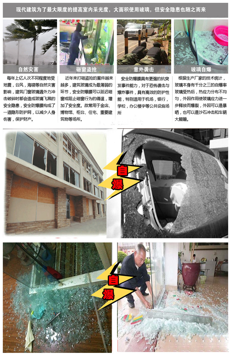 进口直销2mil防爆膜建筑玻璃透明玻璃防爆膜淋浴房建筑玻璃防爆膜